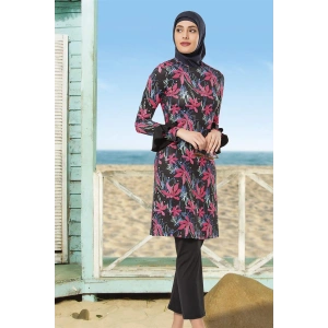 Kadın Renkli  Dokuma Tam Tesettür Mayo