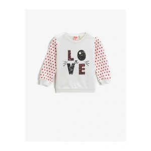 Baskılı Sweatshirt Uzun Kollu Bisiklet Yaka