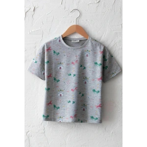 Kız Çocuk Gri Baskılı Lrw T-Shirt