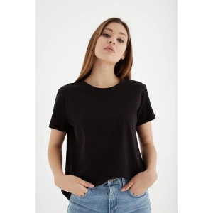 Bisiklet Yaka Basic T-shirt Siyah