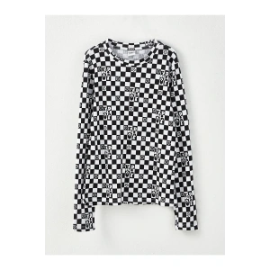 Bisiklet Yaka Baskılı Uzun Kollu Kız Çocuk Tişört