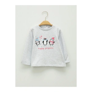 Bisiklet Yaka Uzun Kol Baskılı Kız Bebek Tişört