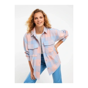 Ekose Uzun Kollu Oversize Kadın Oduncu Gömlek Ceket