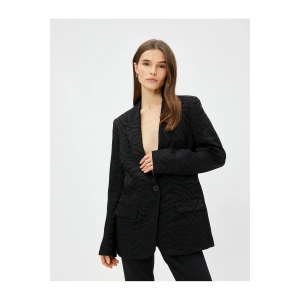 Zebra Desenli Oversize Blazer Ceket Tek Düğmeli