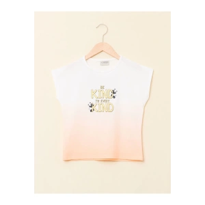 Bisiklet Yaka Baskılı Kısa Kollu Kız Çocuk Tişört