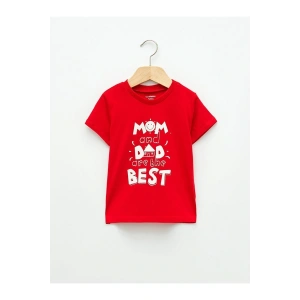 LCW baby Bisiklet Yaka Kısa Kol Baskılı Pamuklu Erkek Bebek Tişört