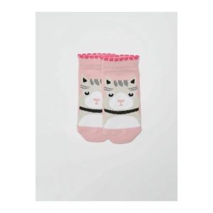 Pembe Desenli Kız Çocuk Patik Çorap