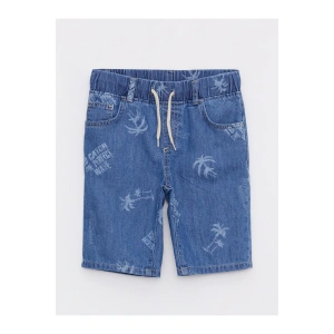 Beli Lastikli Desenli Erkek Çocuk Jean Şort