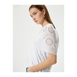 Kolları Fistolu Tişört Kısa Kollu Bisiklet Yaka