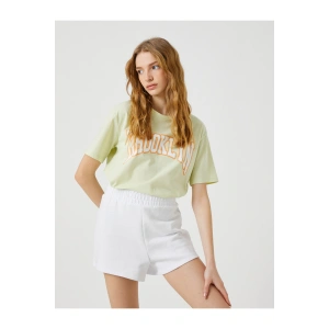 Kolej Baskılı Tişört Kısa Kollu Bisiklet Yaka Pamuklu