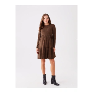 LCWAIKIKI Maternity Bisiklet Yaka Desenli Uzun Kollu Hamile Elbise