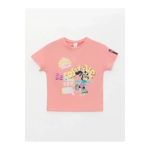 Bisiklet Yaka Kısa Kollu Nostaljik Maymun Baskılı Kız Bebek Tişört