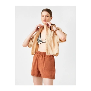 Bol Paça Şort Beli Lastikli Cepli