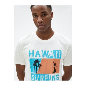 Slogan Baskılı Tişört Bisiklet Yaka Dar Kesim Pamuklu