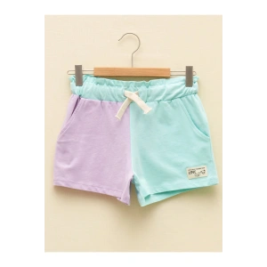 Beli Lastikli Renk Bloklu Kız Çocuk Şort