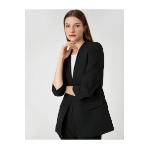 Kol Detaylı Blazer Ceket V Yaka Önü Açık