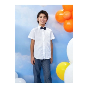 Basic Kısa Kollu Erkek Çocuk Gömlek Ve Papyon