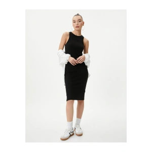 Kalem Elbise Halter Yaka Pamuklu Fitilli