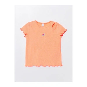 Bisiklet Yaka Kısa Kollu Baskılı Kız Bebek Tişört