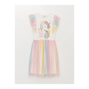 Bisiklet Yaka Baskılı Kız Çocuk Elbise