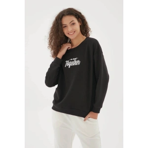 Baskılı Siyah Kadın Sweatshırt 22k0577k1