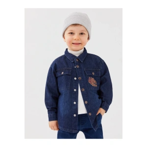Uzun Kollu Baskılı Erkek Bebek Jean Gömlek