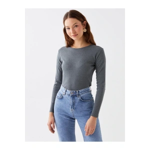 LCWAIKIKI Classic Bisiklet Yaka Düz Uzun Kollu Kadın Tişört