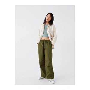 Kadın Beli Lastikli Düz Paraşüt Pantolon