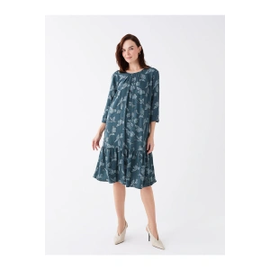 Bisiklet Yaka Desenli Kadın Elbise