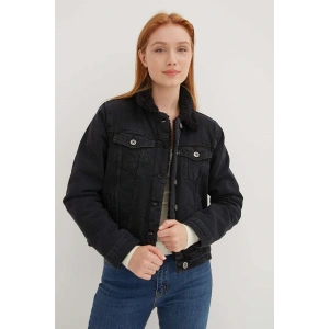 İçi Kürklü Denim Ceket Siyah