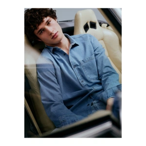 Rahat Kalıp Uzun Kollu Erkek Jean Gömlek