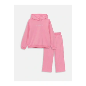 LCW Kids Kapüşonlu Baskılı Uzun Kollu Kız Çocuk Sweatshirt ve Pantolon