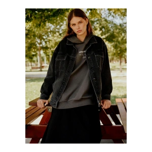 Lcw Gömlek Yaka Oversize Kadın Jean Ceket
