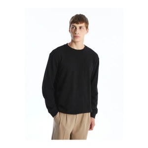 Lcwk Bisiklet Yaka Uzun Kollu Erkek Dokulu Sweatshirt