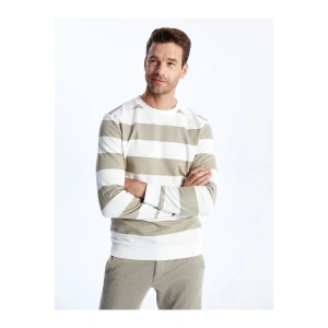 Bisiklet Yaka Uzun Kollu Çizgili Erkek Sweatshirt