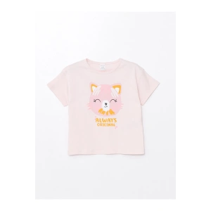 Bisiklet Yaka Baskılı Kısa Kollu Kız Bebek Tişört