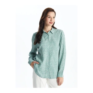 LCW Grace Nane Yeşili Baskılı Desenli Uzun Kollu Kadın Gömlek