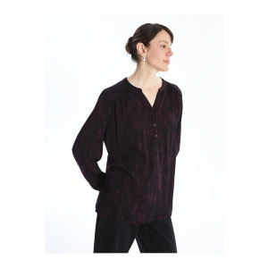 LCW Kaçık Yaka Desenli Uzun Kollu Kadın Bluz