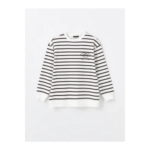 LCW Bisiklet Yaka Çizgili Uzun Kollu Hamile Sweatshirt