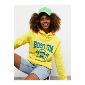 LCW Casual Kapüşonlu Baskılı Uzun Kollu Kadın Sweatshirt