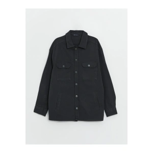 Rahat Kalıp Uzun Kollu Gabardin Erkek Gömlek Ceket