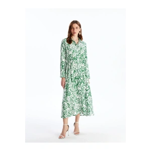 Desenli Uzun Kollu Kadın Gömlek Elbise