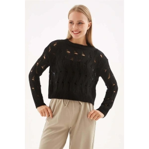 Ajurlu Crop Kazak Siyah