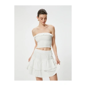 Mini Etek Beli Lastikli Dokulu Fisto Detaylı