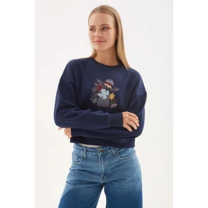Nakışlı Sweat Lacivert
