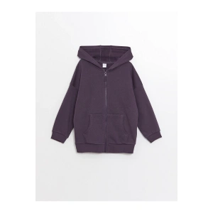 Lcwk Kapüşonlu Basic Uzun Kollu Erkek Bebek Fermuarlı Sweatshirt