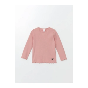 Bisiklet Yaka Uzun Kollu Baskılı Kız Bebek Tişört