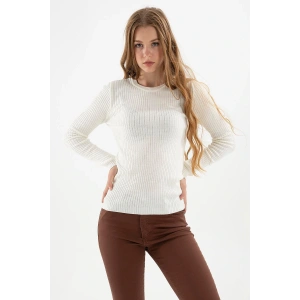 Bisiklet Yaka Kazak Ekru