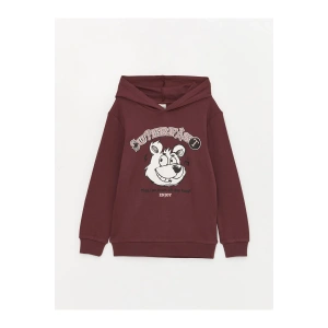 LCW Kids Mürdüm Kapüşonlu Baskılı Uzun Kollu Erkek Çocuk Tişört