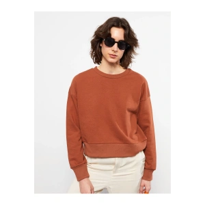 Bisiklet Yaka Düz Uzun Kollu Kadın Sweatshirt